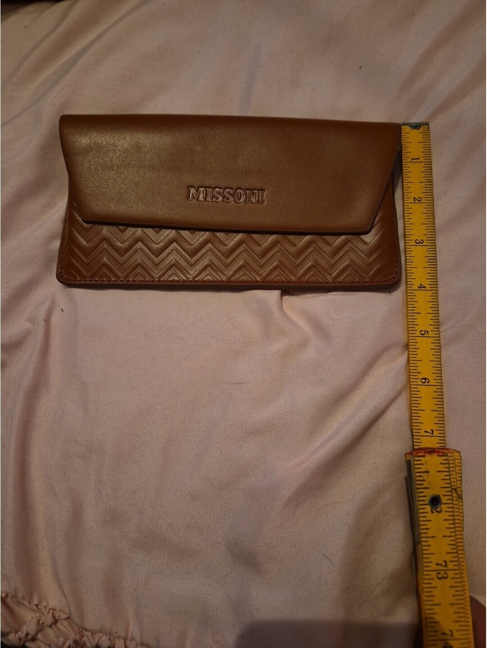 MISSONI TAN LEATHER SUNGLASSES CASE FELT LINED MAGNETIC CLOSE NWOT